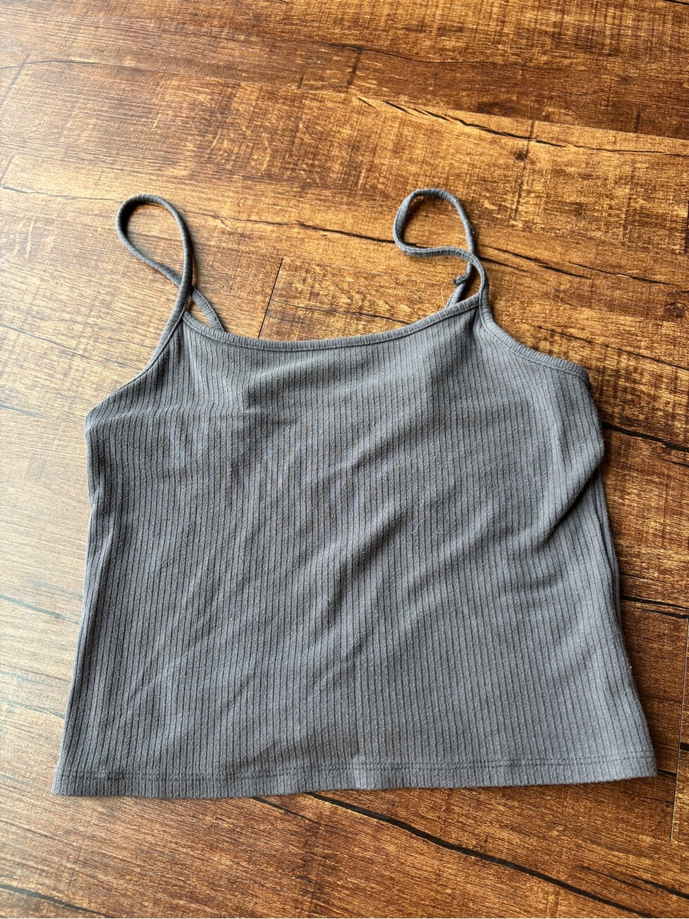 American Eagle Outfitters Ribbed Spaghetti Strap Tank - Gray